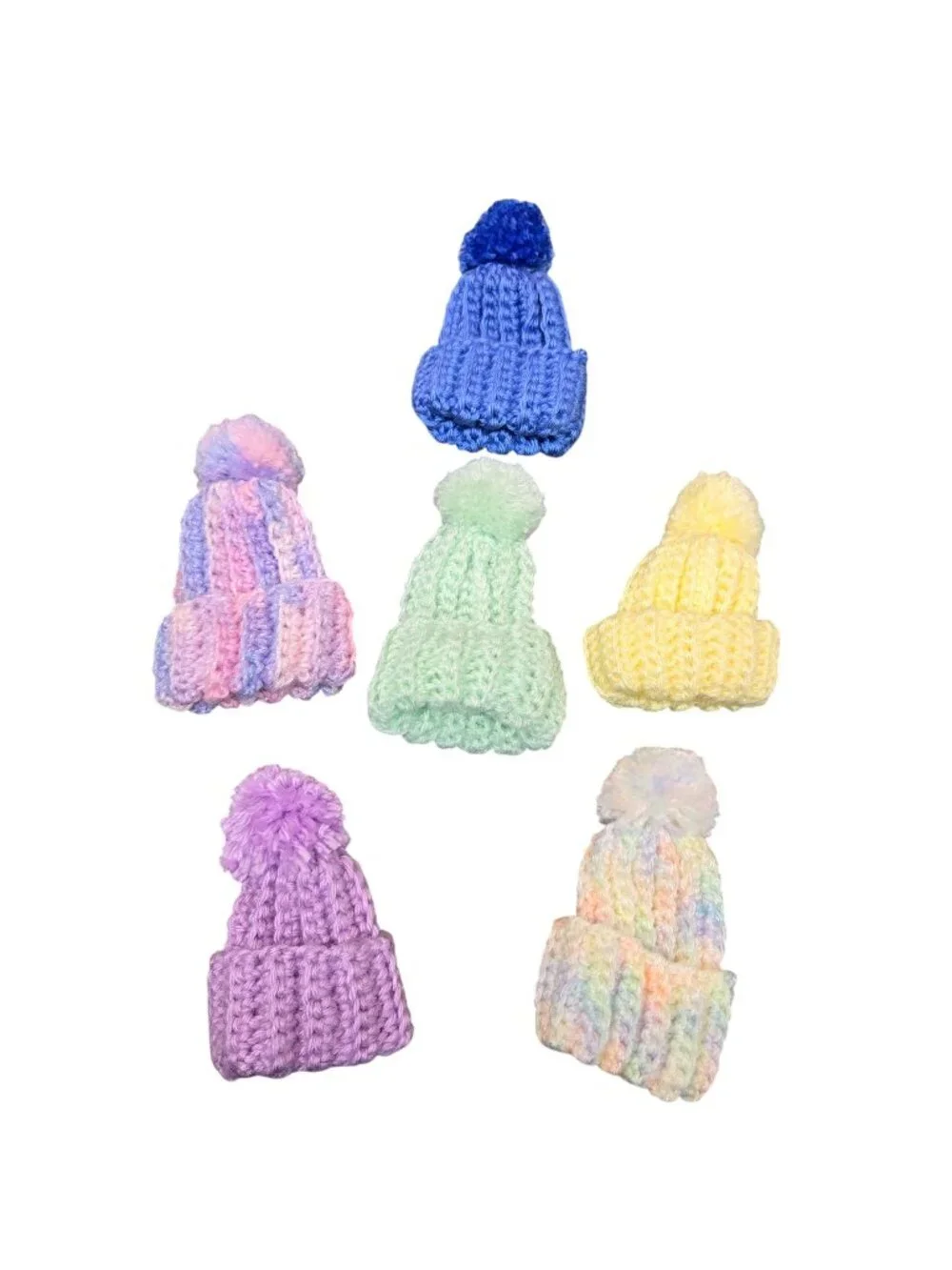 Handmade Miniature Crochet Babydoll Craft Ornaments Bottle Topper Beanie Hat